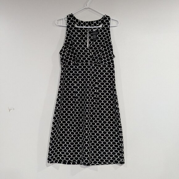 Connected Apparel Halter Style Midi Dress Black White Size 12 - Picture 1 of 3